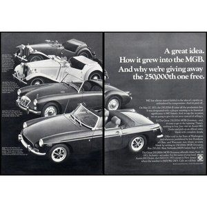 1971 MG MGB MGA MG-TD MG-TC Roadster History Line Up 2 Page Vintage Print Ad Art
